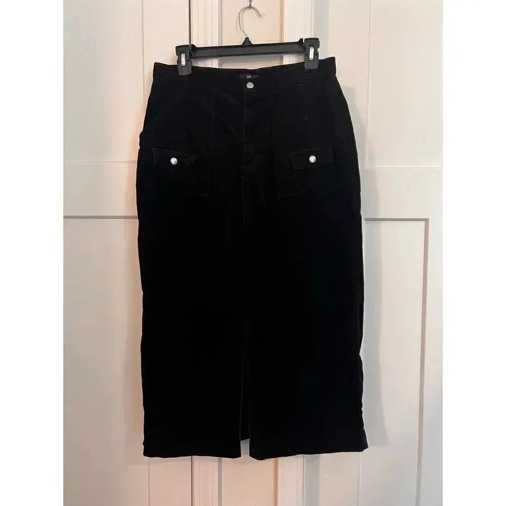 Lee Corderoy skirt below knee 6pocket front slit  size 10